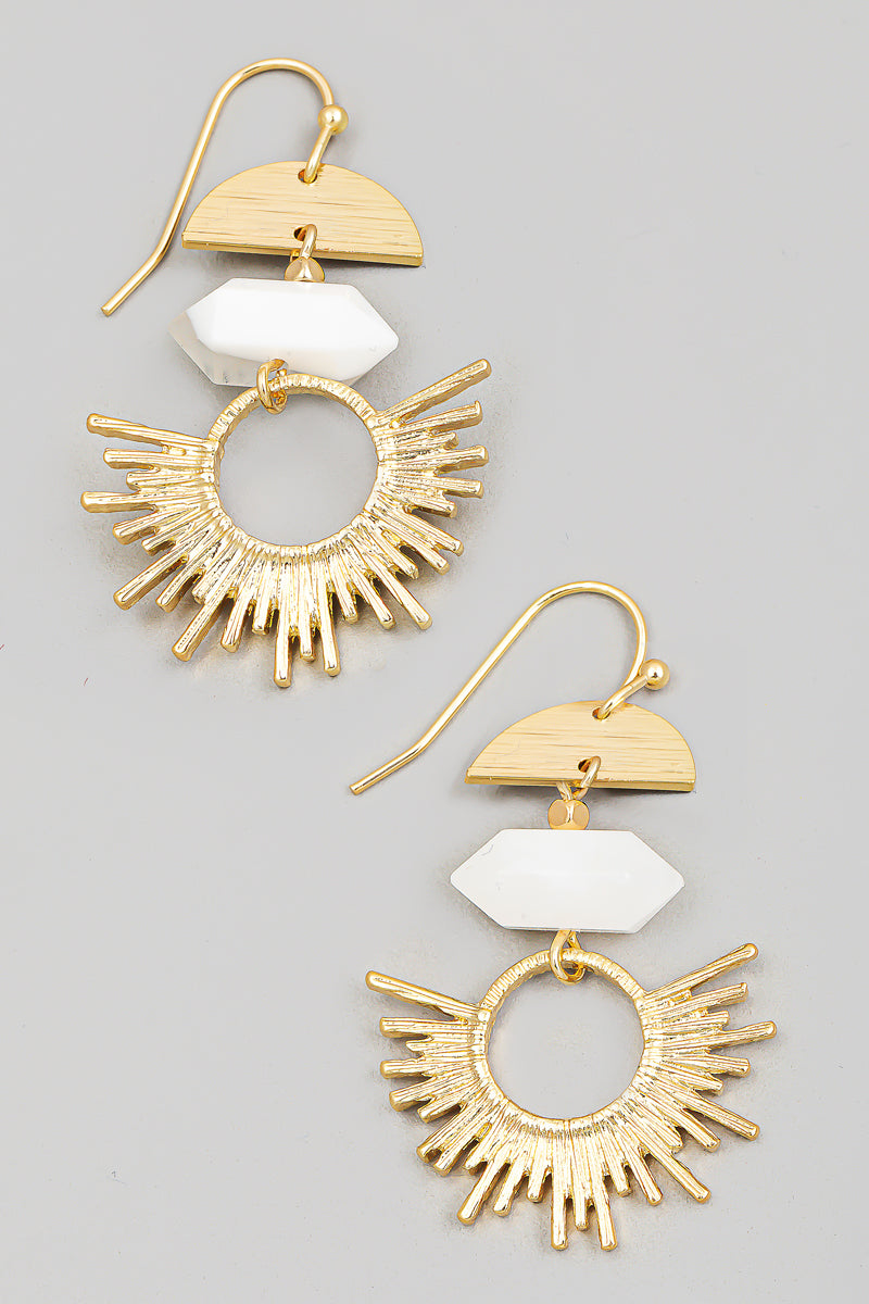 Metallic Sunburst Drop Earrings