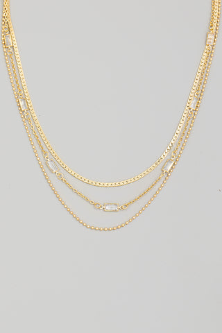 Rhinestones Layered Chains Necklace