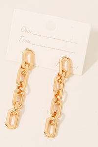 Flat Oval Chain Dangle Earrings