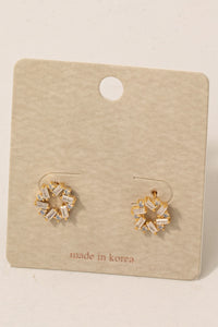 Cz Baguette Hoop Stud Earrings