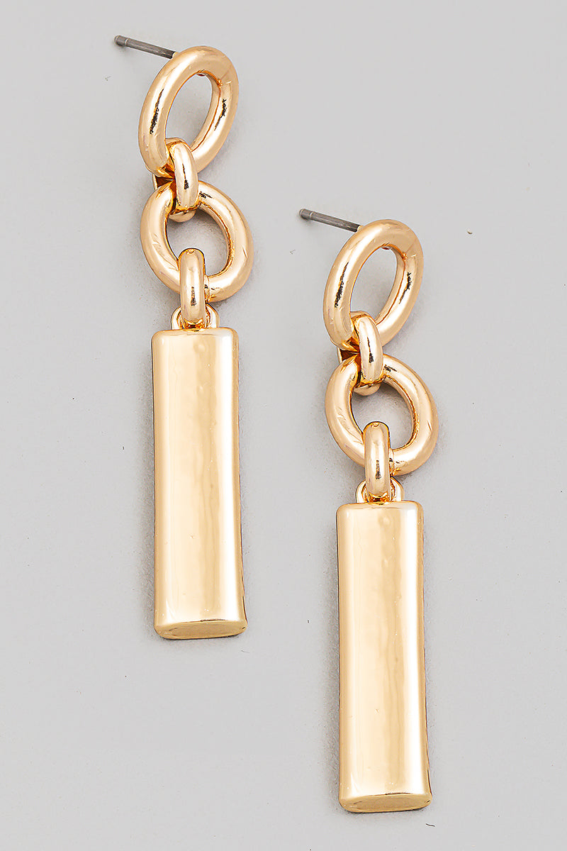 Metallic Long Bar Drop Earrings