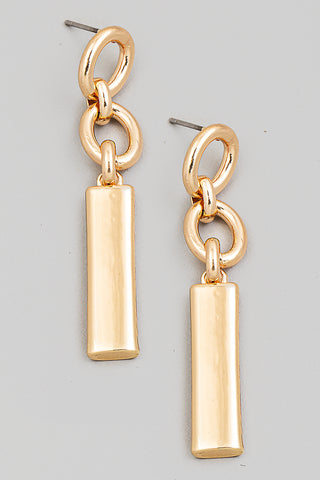 Metallic Long Bar Drop Earrings