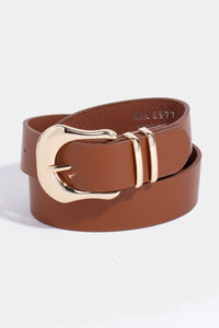 Gold buckle Camel Faux Leather Belt