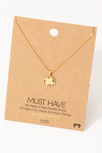 Four Leaf Clover Coin Pendant Necklace