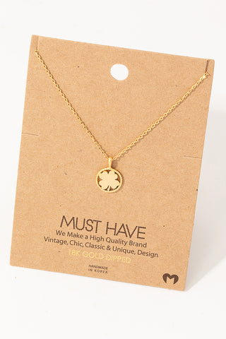 Four Leaf Clover Coin Pendant Necklace