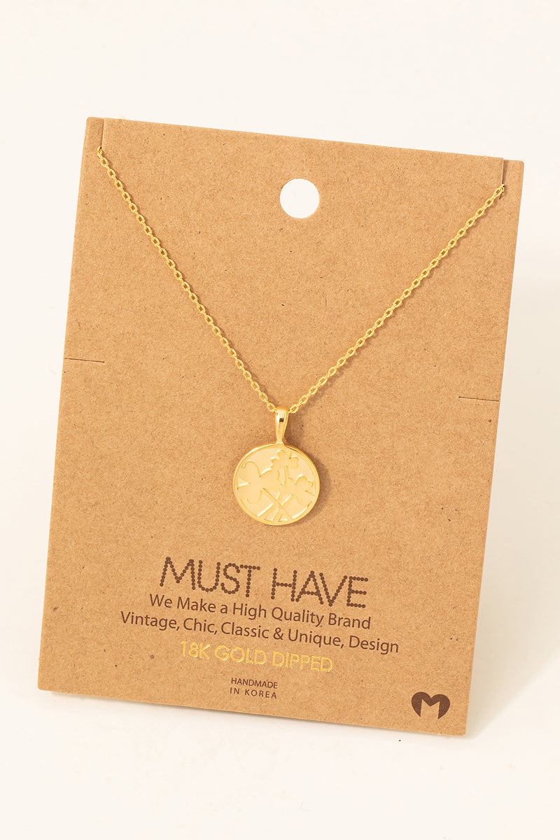 Clover Disc Pendant Necklace