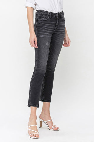 Mid-Rise Slim Straight Black Jeans - Flying Monkey   F3