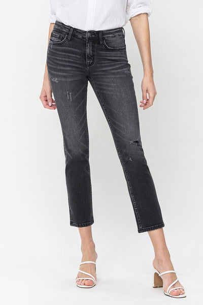 Mid-Rise Slim Straight Black Jeans - Flying Monkey   F3