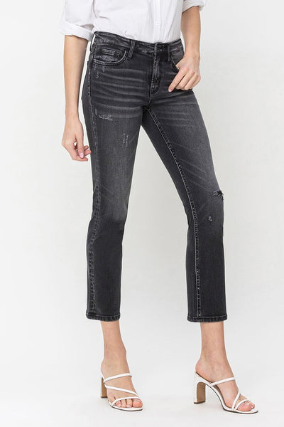 Mid-Rise Slim Straight Black Jeans - Flying Monkey   F3