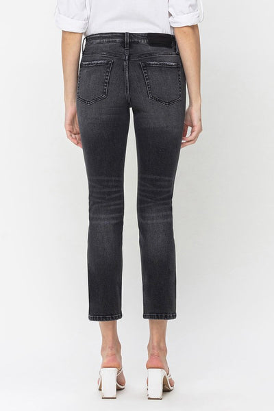 Mid-Rise Slim Straight Black Jeans - Flying Monkey   F3