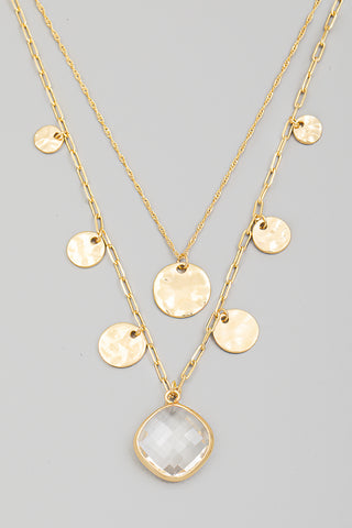 Dainty Layered Disc Charm Necklace