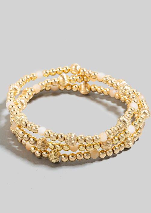 Natural Faceted Beads with gold beads Bracelet Set