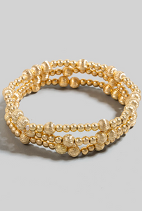 Gold Mixed Metallic Beaded Bracelet Set