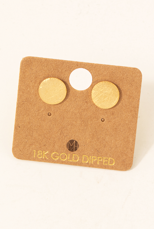 Gold Circle Disc Stud Earrings