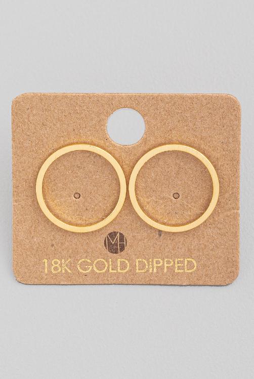 Gold Circular Cut Out Stud Earrings