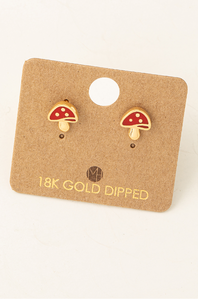 Red Mushroom Stud Earrings