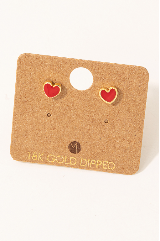 Red Heart Stud Earrings