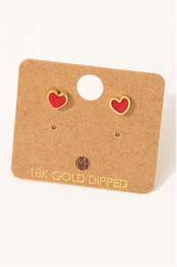 Red Heart Stud Earrings