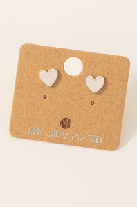 Silver Mini Heart Stud Earrings