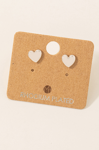 Silver Mini Heart Stud Earrings