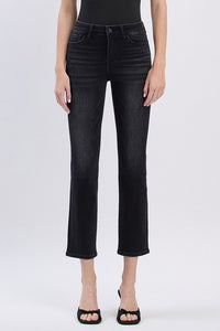 Black High Rise Ankle Slim Straight - Vervet Jeans   D5