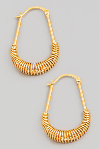 Coiled Metallic Oval Hoop Earrings