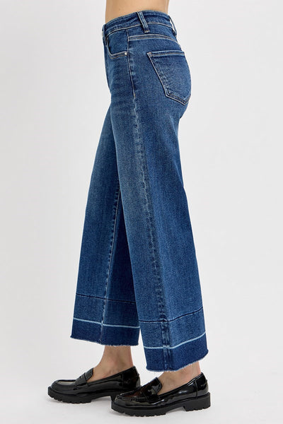 Risen - High Rise Crop Wide leg released hem jeans   A8