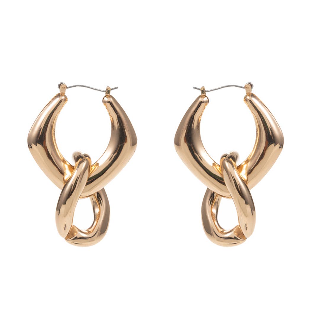 Linked Twisted Chunky Chain Hoop Earrings