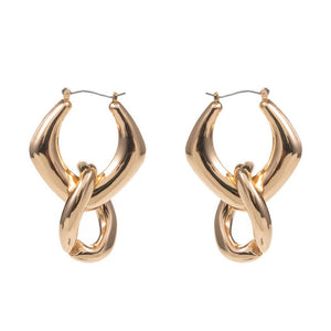 Linked Twisted Chunky Chain Hoop Earrings