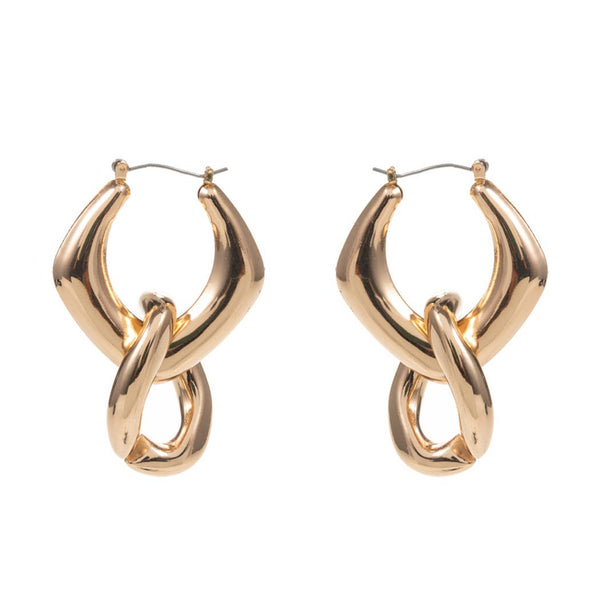 Linked Twisted Chunky Chain Hoop Earrings