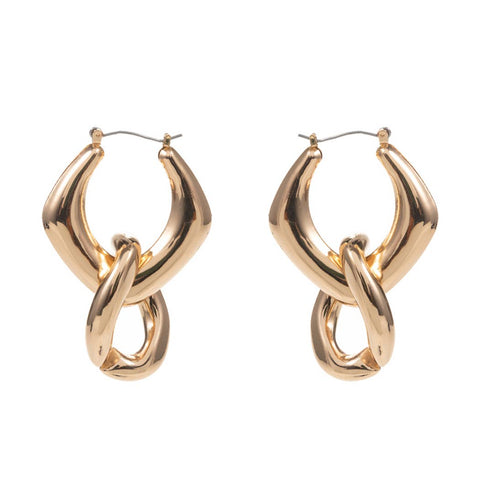 Linked Twisted Chunky Chain Hoop Earrings