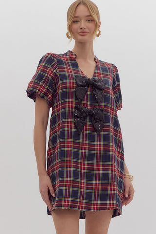 the Faye Holiday plaid bow dress