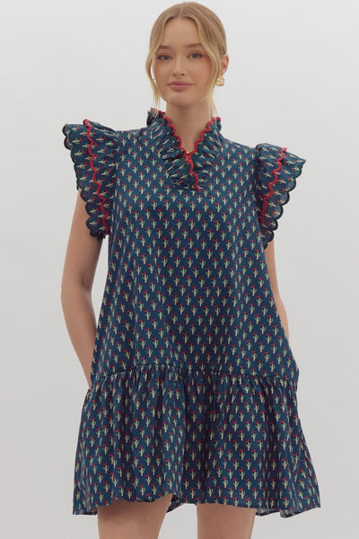 the Hedy block print dress