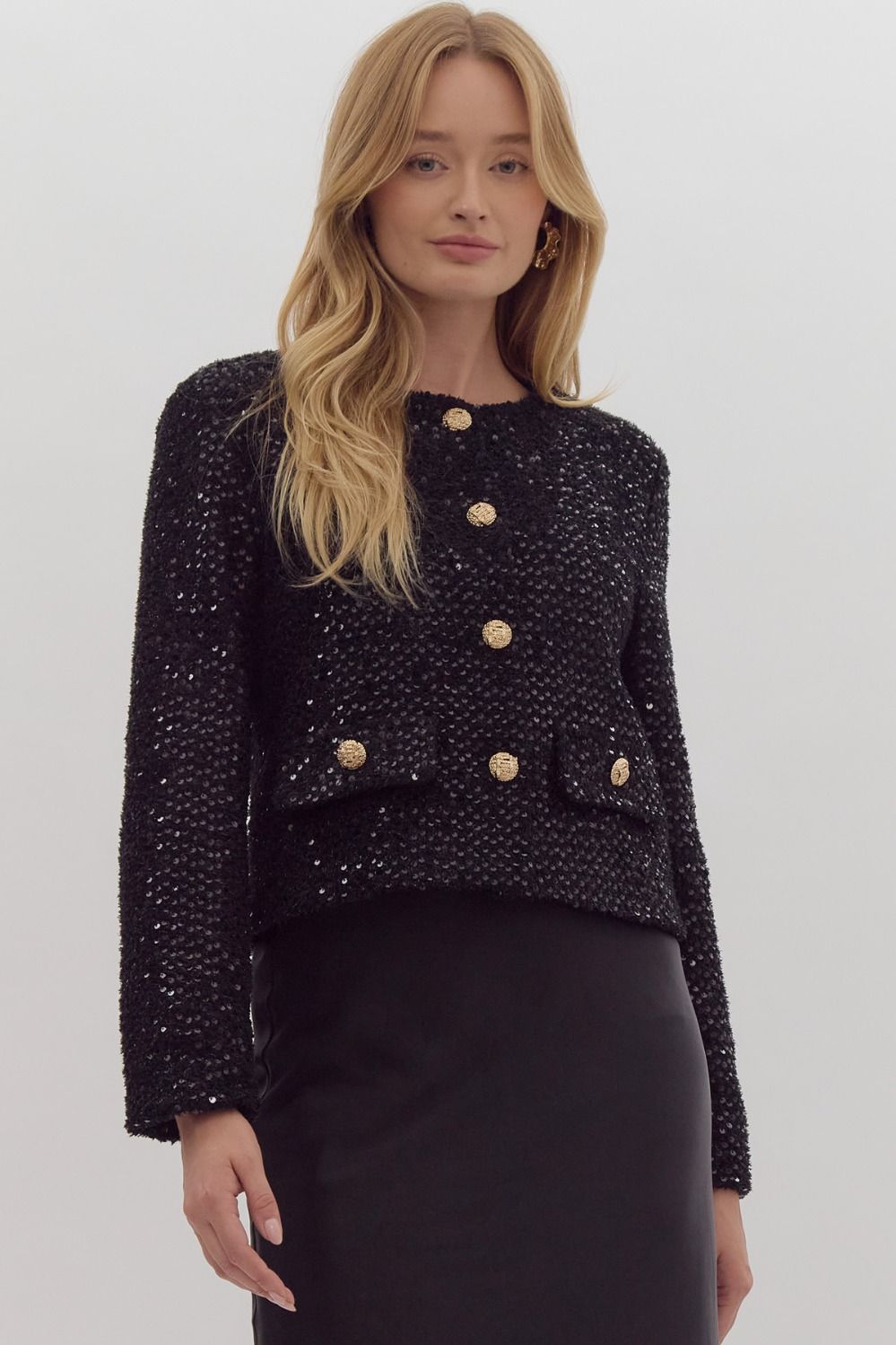 the Emory Black Sequin jacket