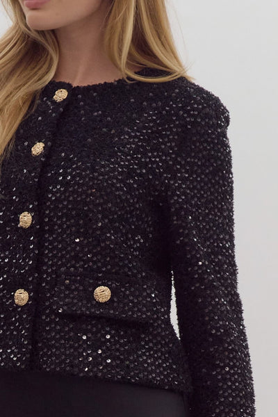 the Emory Black Sequin jacket