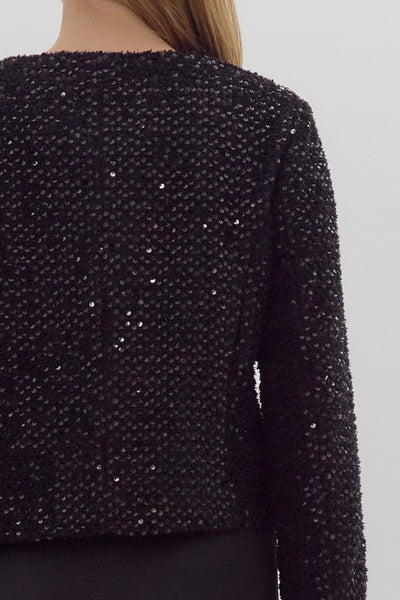 the Emory Black Sequin jacket