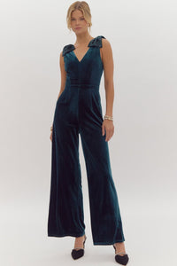 the Clara - Emerald bow jumpsuit