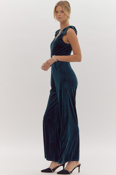 the Clara - Emerald bow jumpsuit