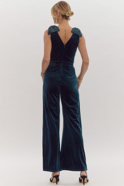 the Clara - Emerald bow jumpsuit