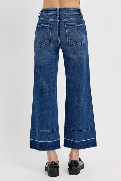 Risen - High Rise Crop Wide leg released hem jeans   A8